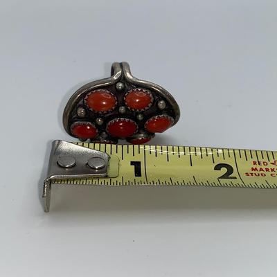 Native American Pawn Silver and Coral Ring