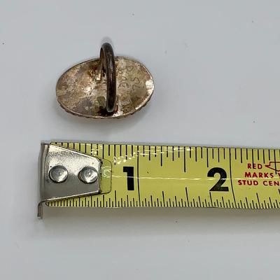 Native American Pawn Silver and Poppy Jasper Necklace and Ring Set