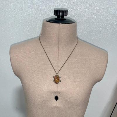 Native American Pawn Silver and Poppy Jasper Necklace and Ring Set