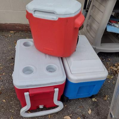 Set of Three Coolers Coleman and Igloo Brands