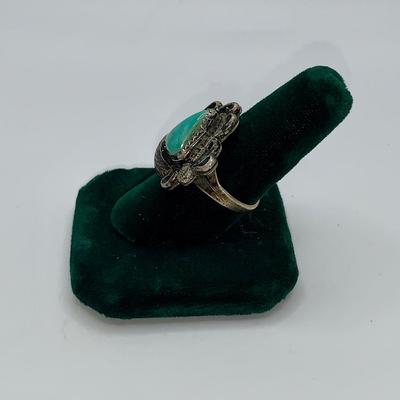 Native American Pawn Silver and Turquoise Ring