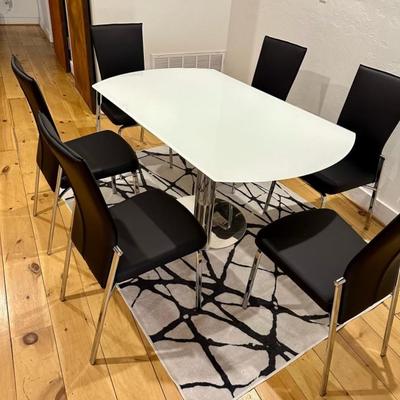 Set of Six Flex Back Black Dining Room Chairs