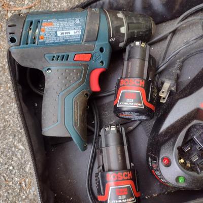 Bosch 12 Volt Drill- Battery Powered- Two Batteries, Charger, Carry Case