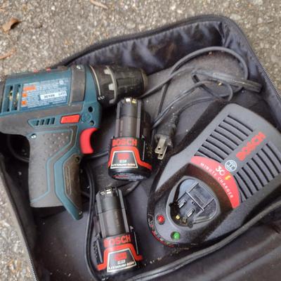 Bosch 12 Volt Drill- Battery Powered- Two Batteries, Charger, Carry Case