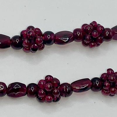 Genuine Garnet Cluster Necklace - 20”