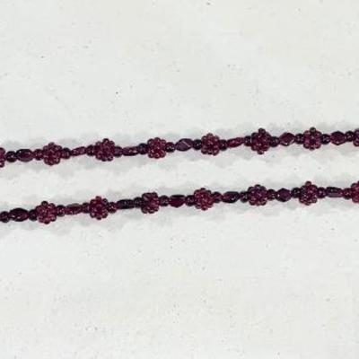 Genuine Garnet Cluster Necklace - 20”