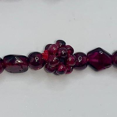 Genuine Garnet Cluster Necklace - 20”