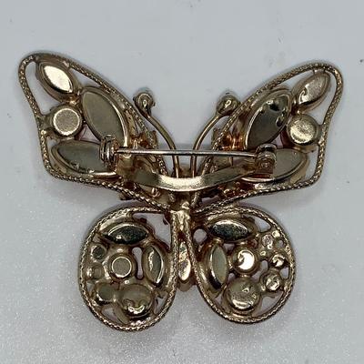 Unmarked Pink Butterfly Pin in the Style of Juliana