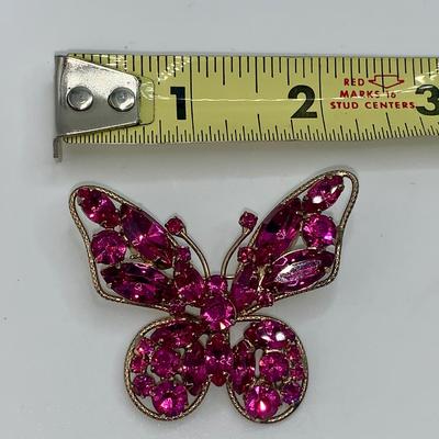 Unmarked Pink Butterfly Pin in the Style of Juliana