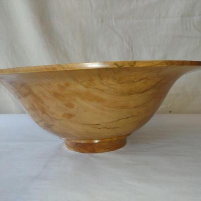 Large, Turned Wooden Bowl by Bobby Phillips-Maple and Chrysocolla (#75)