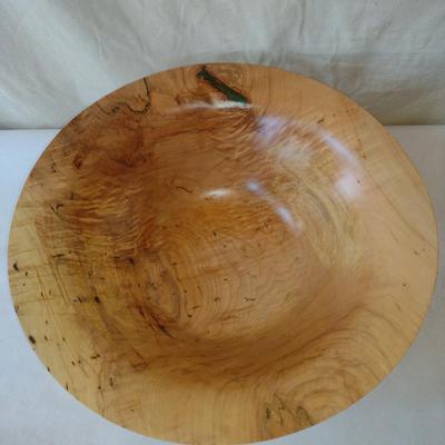 Large, Turned Wooden Bowl by Bobby Phillips-Maple and Chrysocolla (#75)