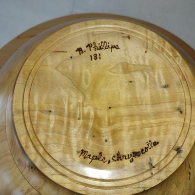 Large, Turned Wooden Bowl by Bobby Phillips-Maple and Chrysocolla (#75)
