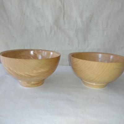 Pair of Turned Wooden Bowls by Bobby Phillips-Maple (#79)