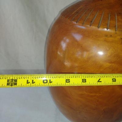 Large, Turned Wooden Vase with Hand Painted Design by Bobby Phillips- Cherry and Chrysocolla (#81)