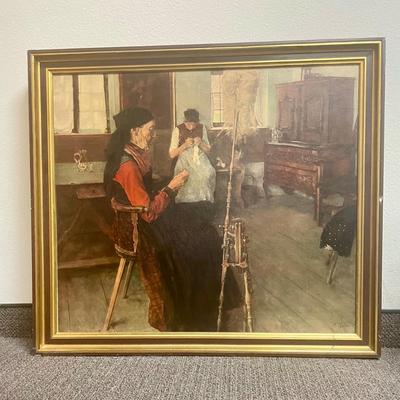 Large Oil on Canvas Painting: Reims Cathedral by Wilhelm Leibl.