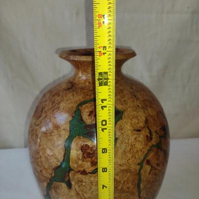 Turned Wooden Vase by Bobby Phillips- Spalted Maple and Chrysocolla (#82)