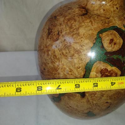 Turned Wooden Vase by Bobby Phillips- Spalted Maple and Chrysocolla (#82)