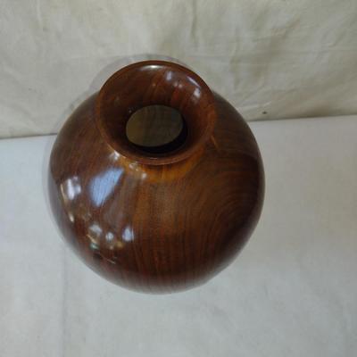 Large, Turned Wooden Vase with Reticulated Gecko Design by Bobby Phillips- Walnut (#83)