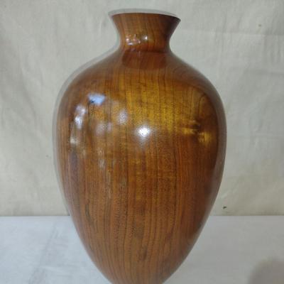 Large, Turned Wooden Vase with Reticulated Gecko Design by Bobby Phillips- Walnut (#83)