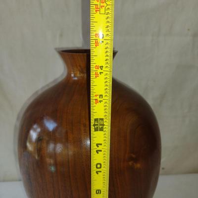Large, Turned Wooden Vase with Reticulated Gecko Design by Bobby Phillips- Walnut (#83)