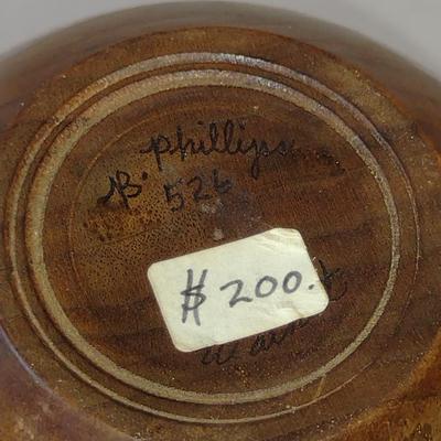 Large, Turned Wooden Vase with Reticulated Gecko Design by Bobby Phillips- Walnut (#83)