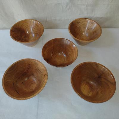 Set of Five Turned Wooden Bowls by Bobby Phillips- Butternut (#84)