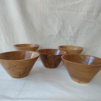 Set of Five Turned Wooden Bowls by Bobby Phillips- Butternut (#84)
