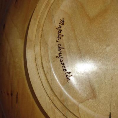 Large, Turned Wooden Bowl by Bobby Phillips-Maple and Chrysocolla (#86)
