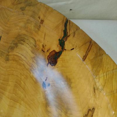 Large, Turned Wooden Bowl by Bobby Phillips-Maple and Chrysocolla (#86)