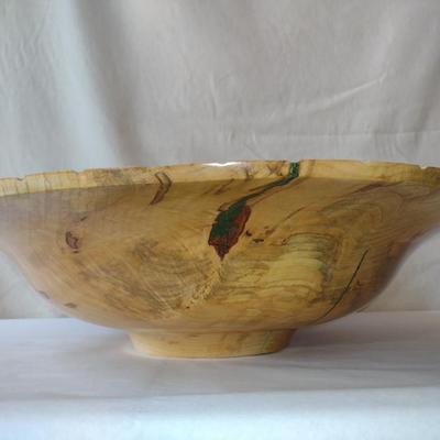 Large, Turned Wooden Bowl by Bobby Phillips-Maple and Chrysocolla (#86)