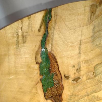 Large, Turned Wooden Bowl by Bobby Phillips-Maple and Chrysocolla (#86)