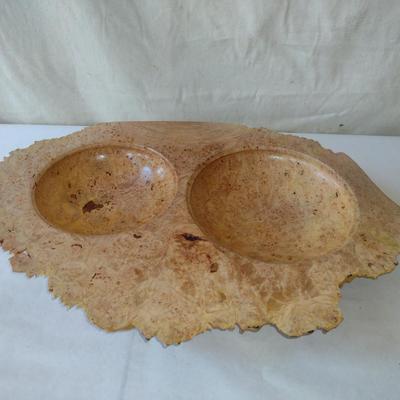Large, Turned Wooden Double Bowl by Bobby Phillips-Maple Burl (#87)