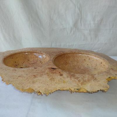 Large, Turned Wooden Double Bowl by Bobby Phillips-Maple Burl (#87)