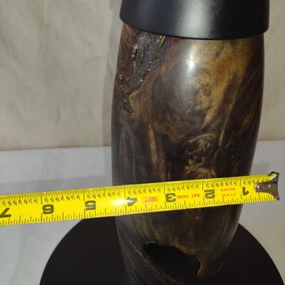 Turned Wooden Lamp by Bobby Phillips-Maple Burl Dyed Black and Ebonized Basswood (#90)