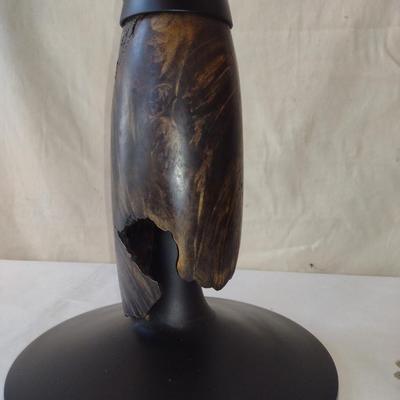 Turned Wooden Lamp by Bobby Phillips-Maple Burl Dyed Black and Ebonized Basswood (#90)