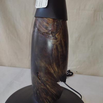 Turned Wooden Lamp by Bobby Phillips-Maple Burl Dyed Black and Ebonized Basswood (#90)