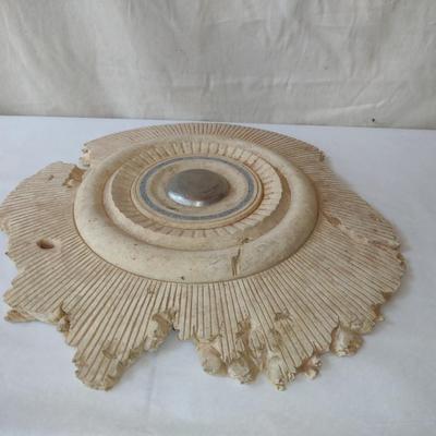 Turned Wooden Center Piece by Bobby Phillips- Bleached Maple Burl, Pewter, and Inlace (#92)
