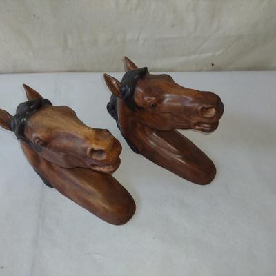 Pair of Painted Ceramic Horse Head Figures