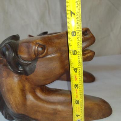 Pair of Painted Ceramic Horse Head Figures