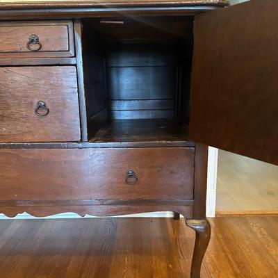 Antique Solid Sideboard with Original Mirror
