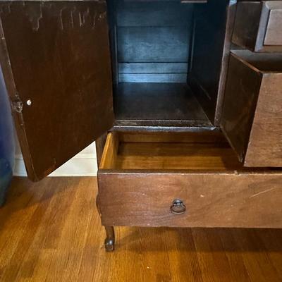 Antique Solid Sideboard with Original Mirror