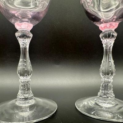 Vintage Pink FOSTORIA Wine Glasses - Set of (5)