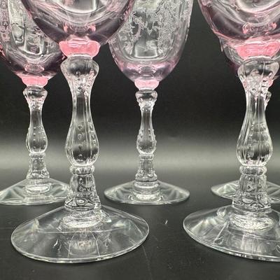 Vintage Pink FOSTORIA Wine Glasses - Set of (5)