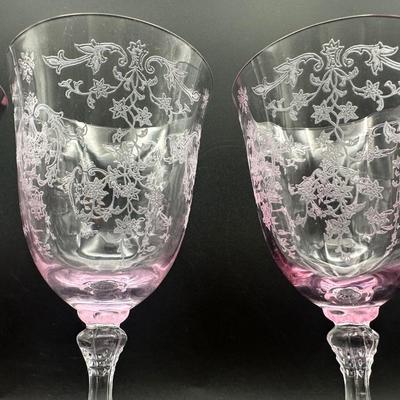 Vintage Pink FOSTORIA Wine Glasses - Set of (5)