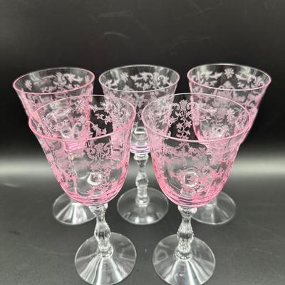 Vintage Pink FOSTORIA Wine Glasses - Set of (5)