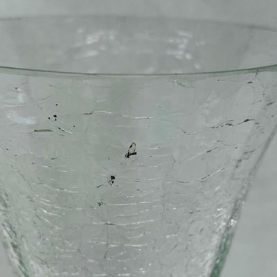 Lot of 3 Crackle Clear Glass Wine Goblets stemware