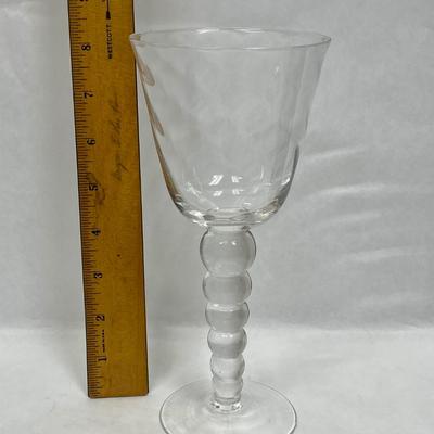 Single wine goblet with swirl top and bubble stem alear glass