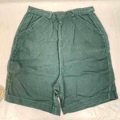 Vintage Girl Scout Uniform Lot - Shorts, Blouse, belts, socks, tie, beret, sashes, dunk bag