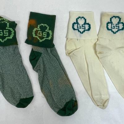 Vintage Girl Scout Uniform Lot - Shorts, Blouse, belts, socks, tie, beret, sashes, dunk bag