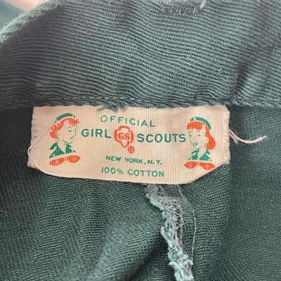 Vintage Girl Scout Uniform Lot - Shorts, Blouse, belts, socks, tie, beret, sashes, dunk bag